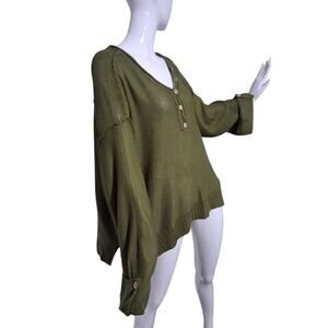 Wonderly Oversized Slouchy Womens size XL Grungecore Preppy Henley Knit Sweater‎